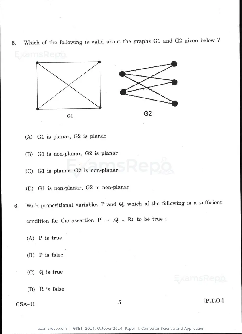 GSET 2014 question paper, October 2014, Paper II, Computer Science and Application, page 5 of 24