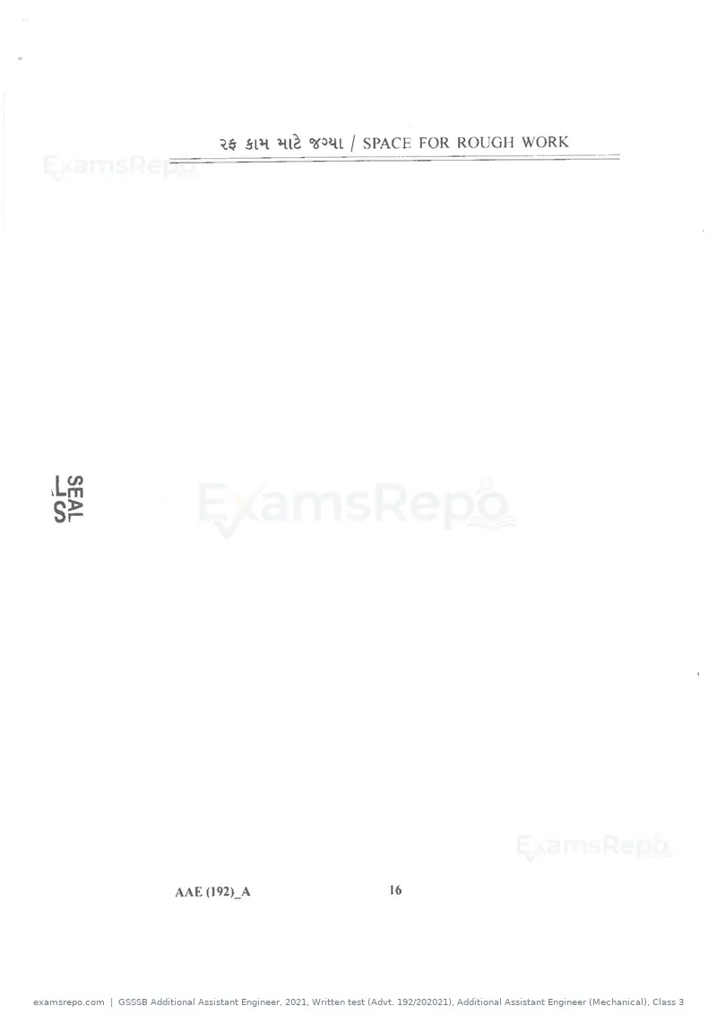 GSSSB Additional Assistant Engineer 2021 question paper, Written test (Advt. 192/202021), Additional Assistant Engineer (Mechanical), Class 3, page 16 of 16