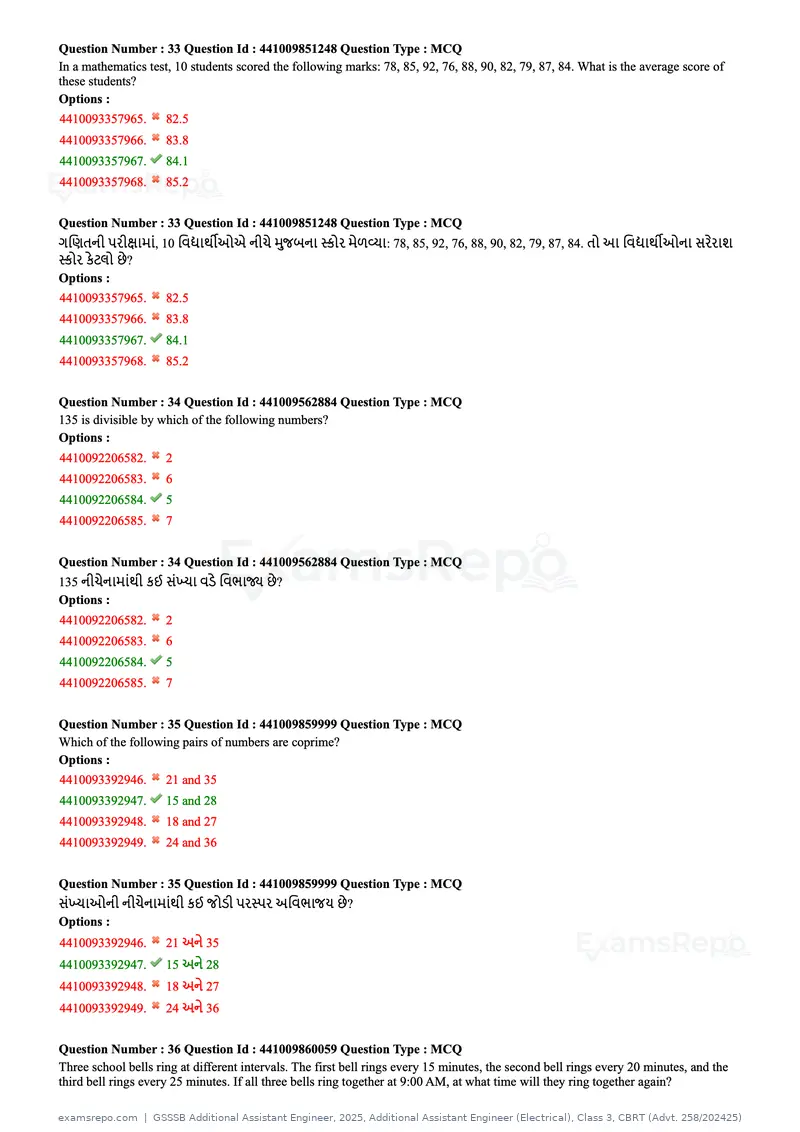 GSSSB Additional Assistant Engineer 2025 question paper, Additional Assistant Engineer (Electrical), Class 3, CBRT (Advt. 258/202425), page 14 of 72
