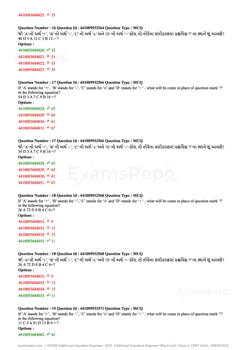 GSSSB Additional Assistant Engineer 2025 question paper, Additional Assistant Engineer (Electrical), Class 3, CBRT (Advt. 258/202425), page 8 of 72