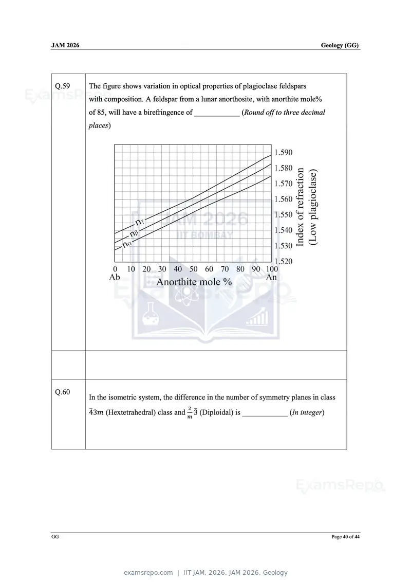 IIT JAM 2026 question paper, JAM 2026, Geology, page 38 of 38