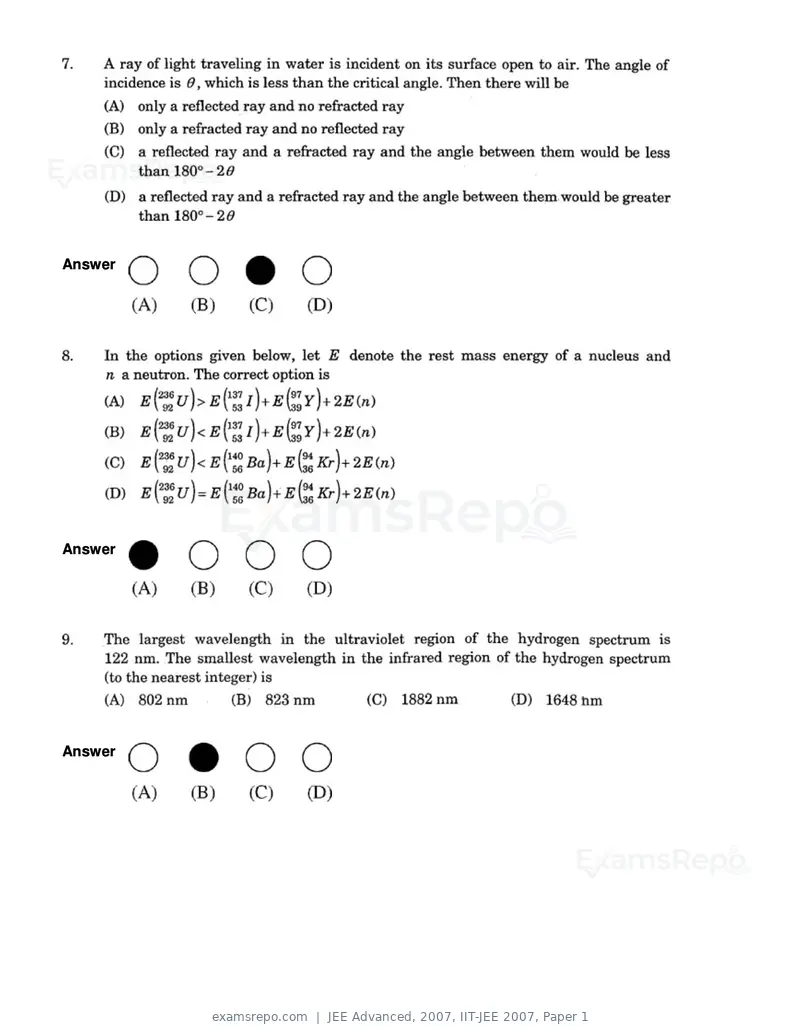 JEE Advanced 2007 question paper, IIT-JEE 2007, Paper 1, page 3 of 30