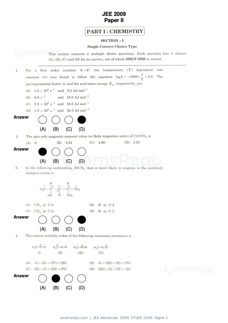 JEE Advanced 2009 question paper, IIT-JEE 2009, Paper 2, page 1 of 17