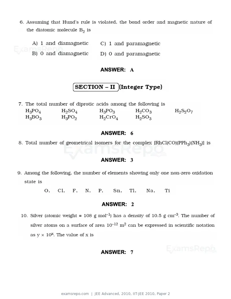 JEE Advanced 2010 question paper, IIT-JEE 2010, Paper 2, page 3 of 22