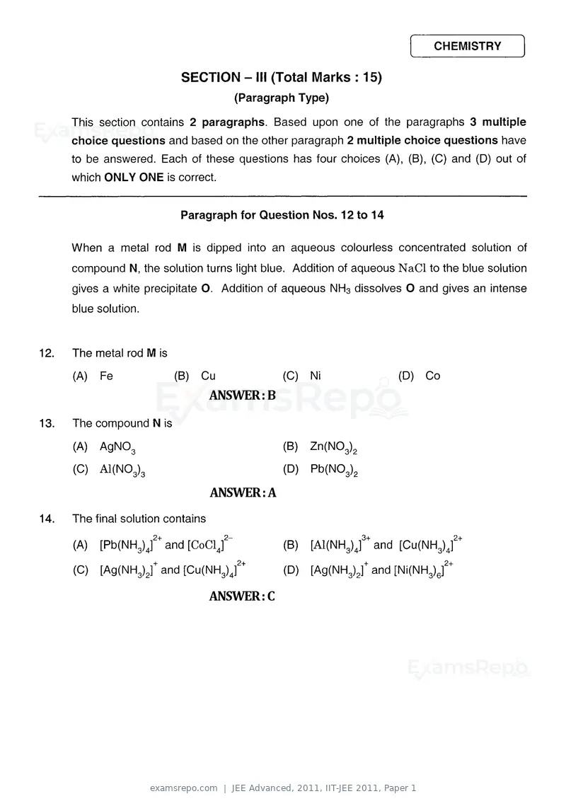 JEE Advanced 2011 question paper, IIT-JEE 2011, Paper 1, page 6 of 30
