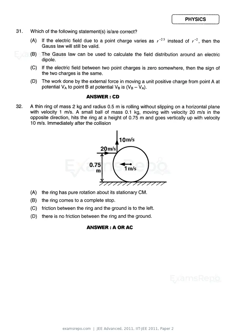 JEE Advanced 2011 question paper, IIT-JEE 2011, Paper 2, page 14 of 26