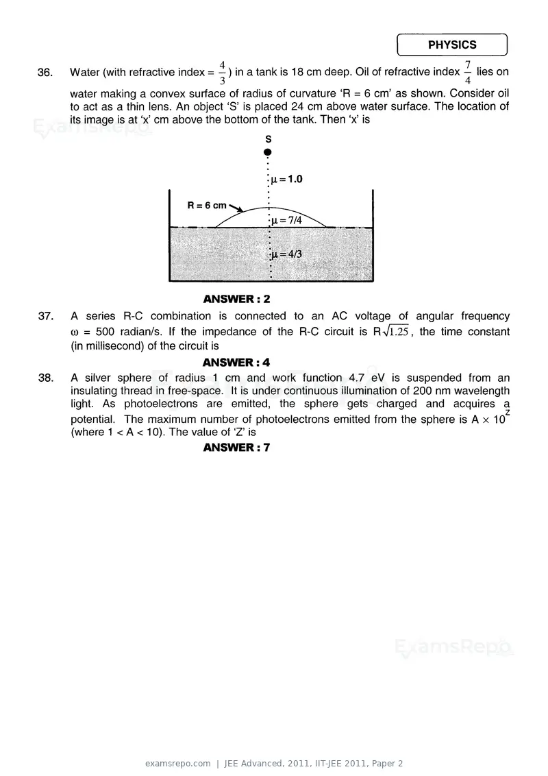 JEE Advanced 2011 question paper, IIT-JEE 2011, Paper 2, page 16 of 26