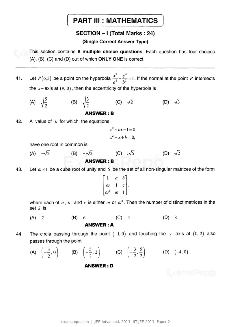 JEE Advanced 2011 question paper, IIT-JEE 2011, Paper 2, page 19 of 26