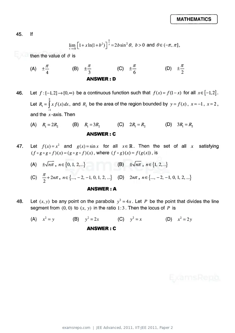 JEE Advanced 2011 question paper, IIT-JEE 2011, Paper 2, page 20 of 26