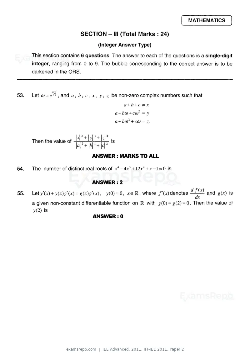 JEE Advanced 2011 question paper, IIT-JEE 2011, Paper 2, page 23 of 26