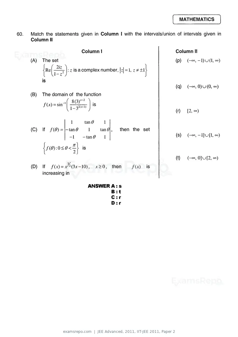 JEE Advanced 2011 question paper, IIT-JEE 2011, Paper 2, page 26 of 26