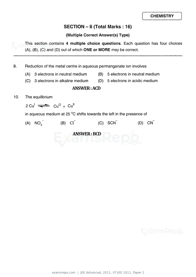 JEE Advanced 2011 question paper, IIT-JEE 2011, Paper 2, page 3 of 26
