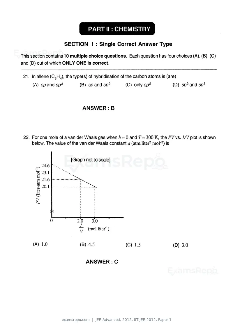 JEE Advanced 2012 question paper, IIT-JEE 2012, Paper 1, page 12 of 24