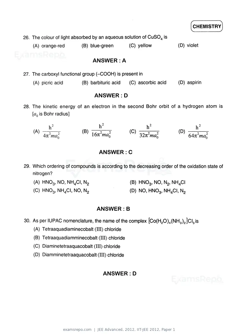 JEE Advanced 2012 question paper, IIT-JEE 2012, Paper 1, page 14 of 24