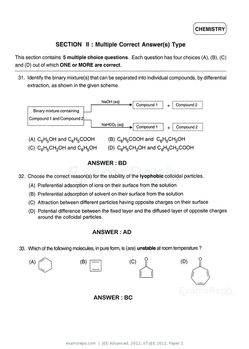 JEE Advanced 2012 question paper, IIT-JEE 2012, Paper 1, page 15 of 24