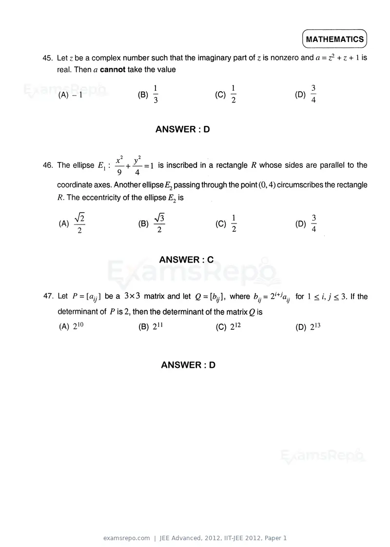 JEE Advanced 2012 question paper, IIT-JEE 2012, Paper 1, page 20 of 24