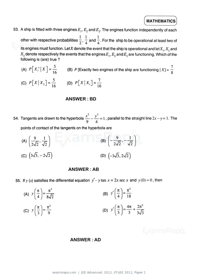 JEE Advanced 2012 question paper, IIT-JEE 2012, Paper 1, page 23 of 24