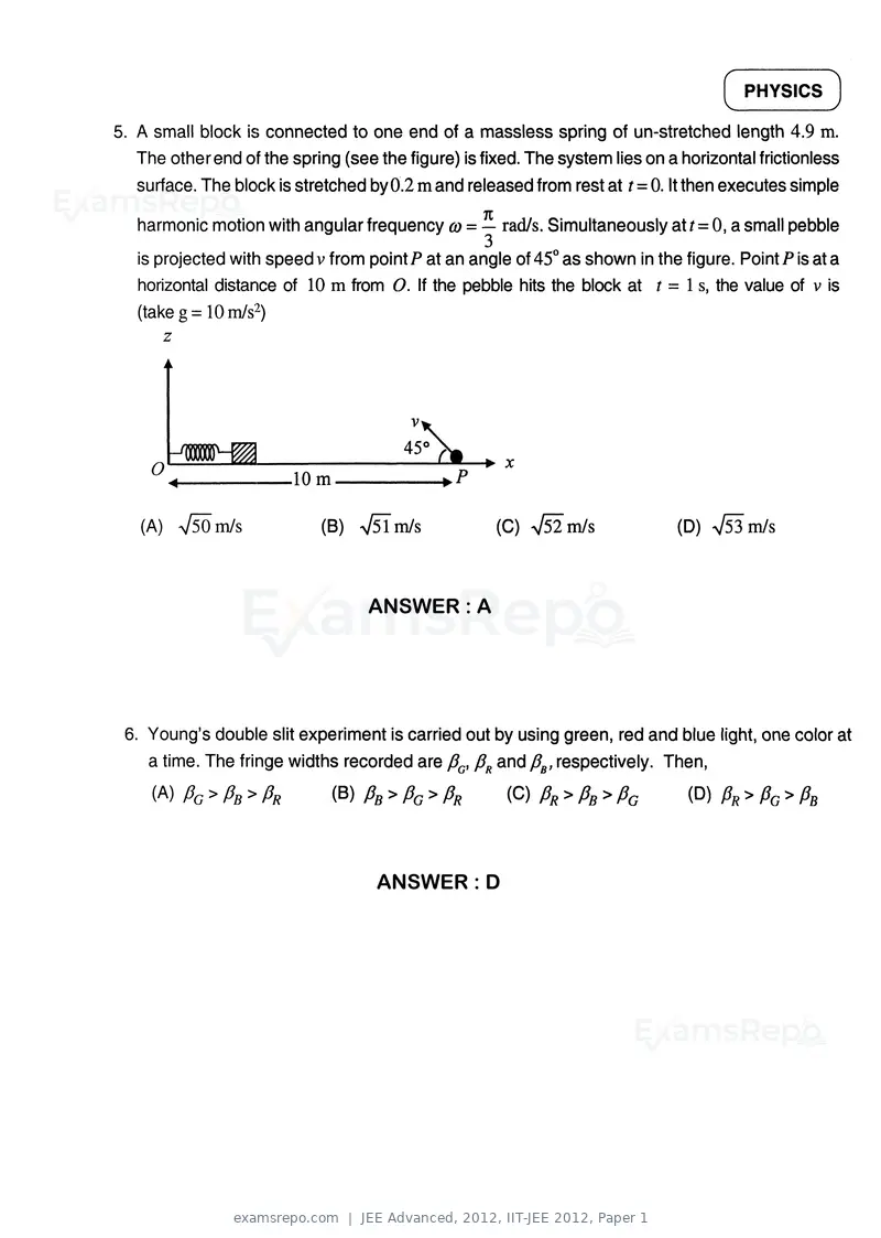 JEE Advanced 2012 question paper, IIT-JEE 2012, Paper 1, page 4 of 24