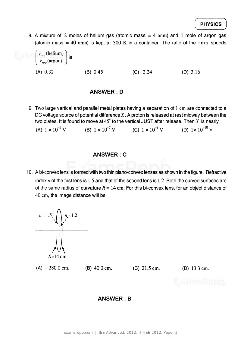 JEE Advanced 2012 question paper, IIT-JEE 2012, Paper 1, page 6 of 24