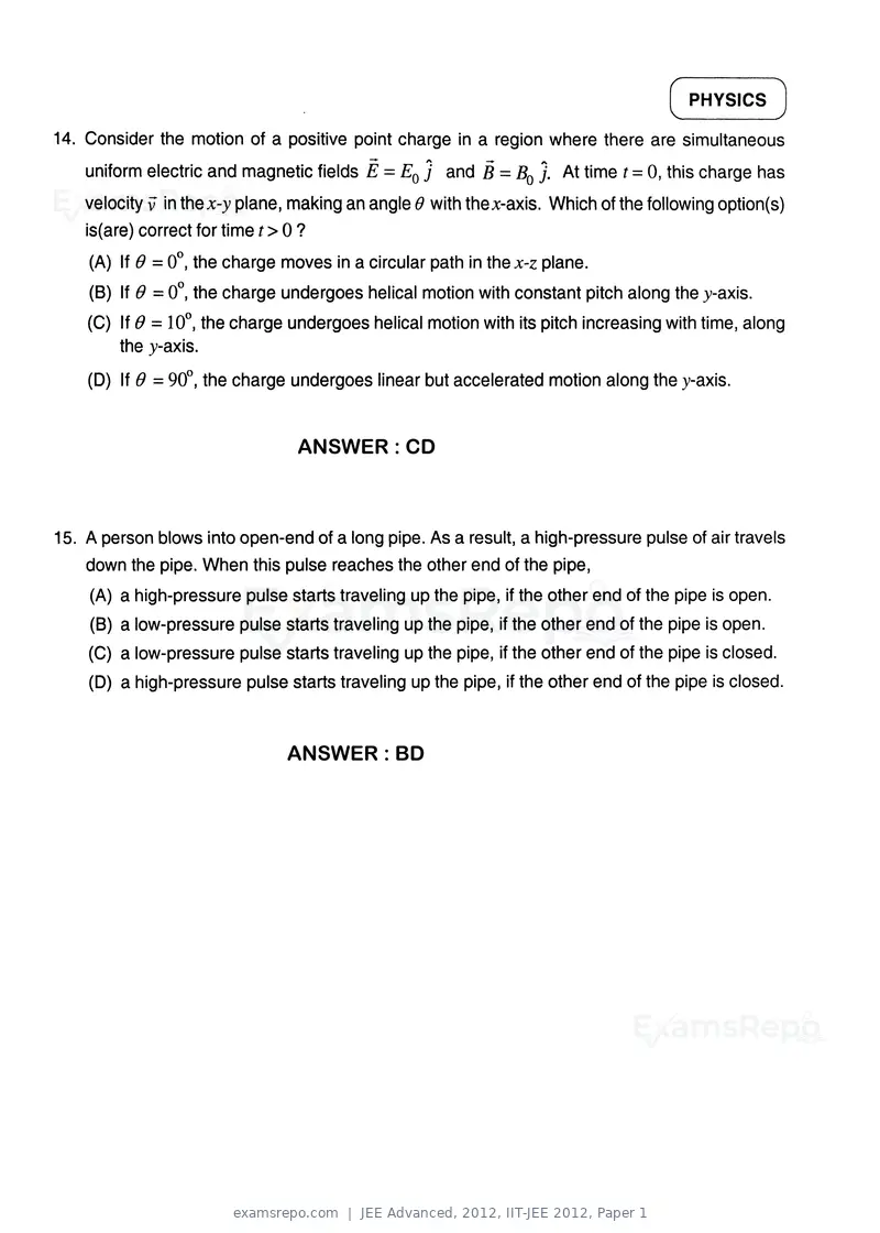 JEE Advanced 2012 question paper, IIT-JEE 2012, Paper 1, page 9 of 24