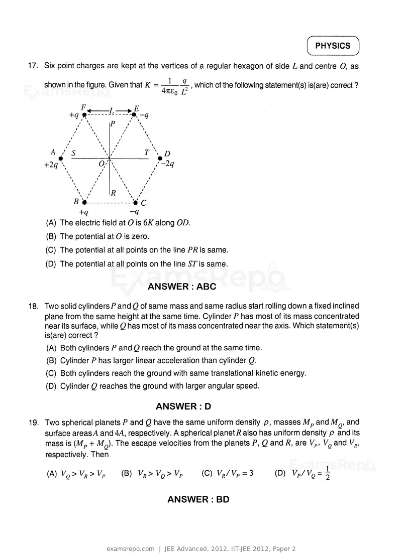 JEE Advanced 2012 question paper, IIT-JEE 2012, Paper 2, page 11 of 31