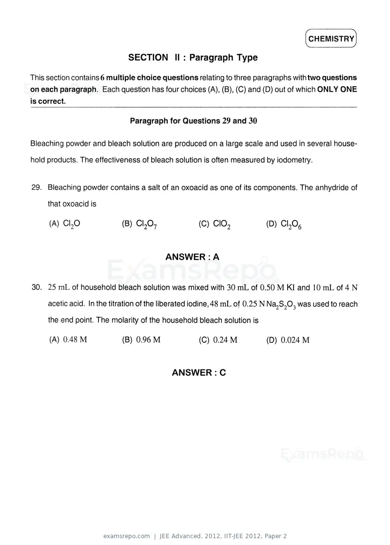 JEE Advanced 2012 question paper, IIT-JEE 2012, Paper 2, page 16 of 31
