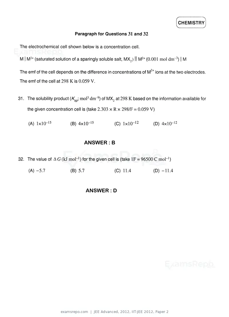 JEE Advanced 2012 question paper, IIT-JEE 2012, Paper 2, page 17 of 31