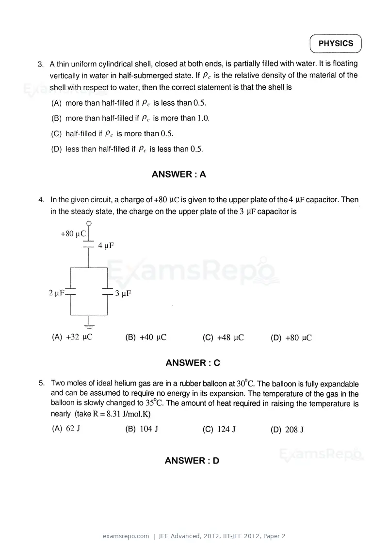 JEE Advanced 2012 question paper, IIT-JEE 2012, Paper 2, page 2 of 31