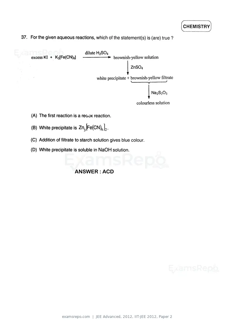 JEE Advanced 2012 question paper, IIT-JEE 2012, Paper 2, page 21 of 31