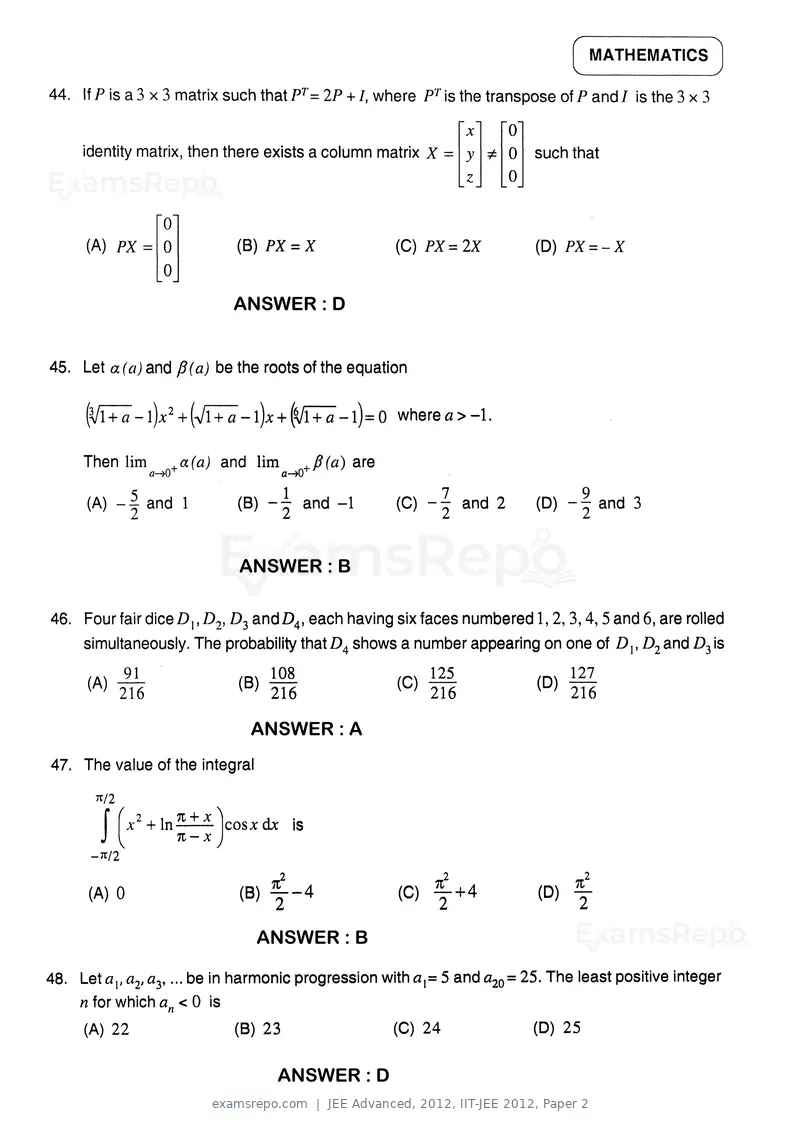 JEE Advanced 2012 question paper, IIT-JEE 2012, Paper 2, page 25 of 31