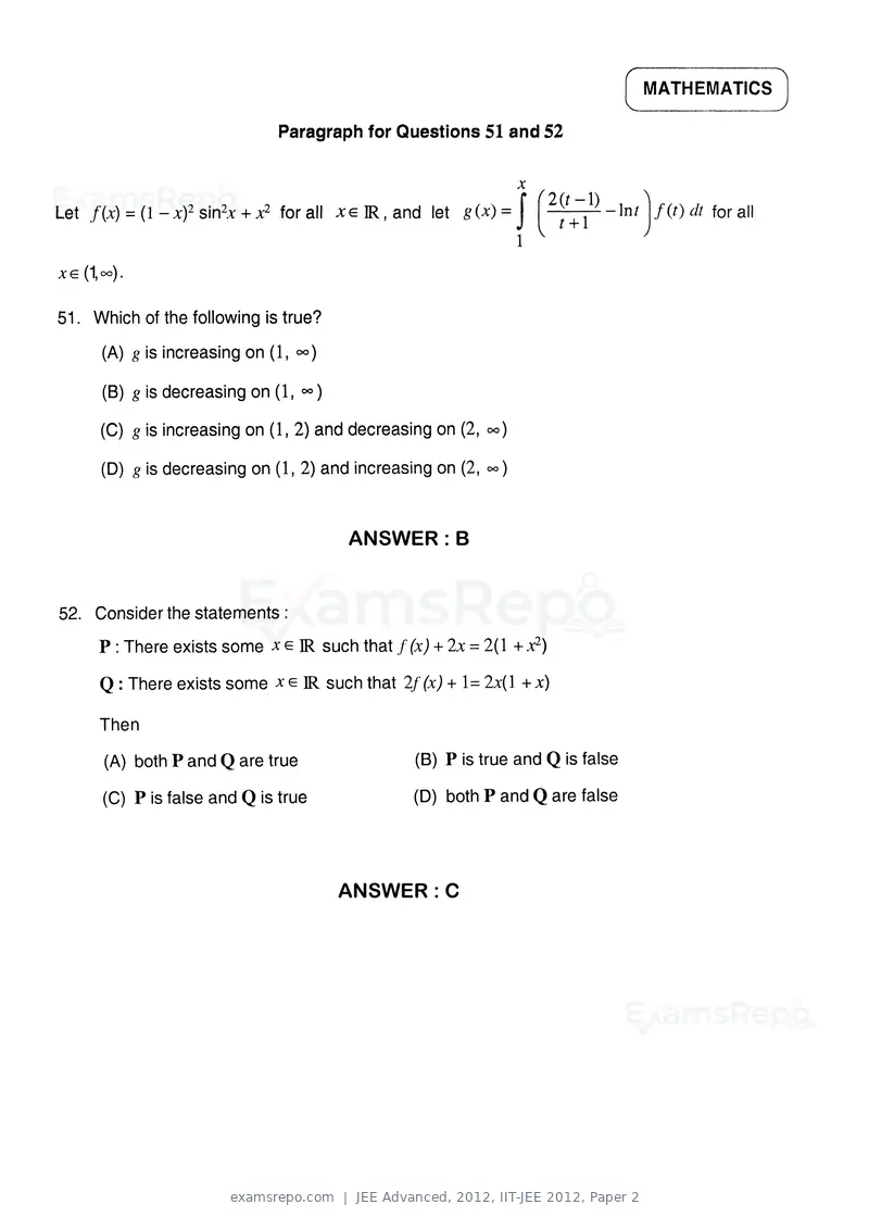 JEE Advanced 2012 question paper, IIT-JEE 2012, Paper 2, page 27 of 31