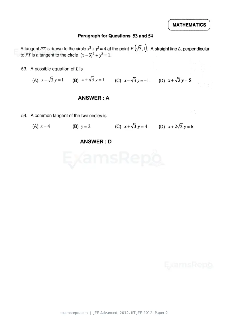 JEE Advanced 2012 question paper, IIT-JEE 2012, Paper 2, page 28 of 31