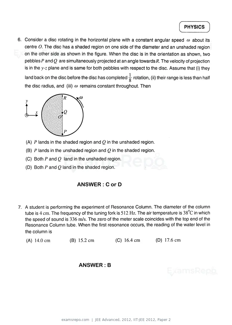 JEE Advanced 2012 question paper, IIT-JEE 2012, Paper 2, page 3 of 31
