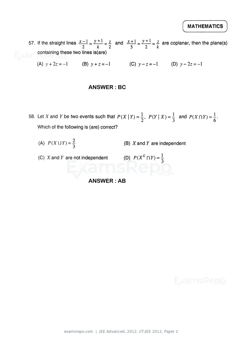 JEE Advanced 2012 question paper, IIT-JEE 2012, Paper 2, page 30 of 31