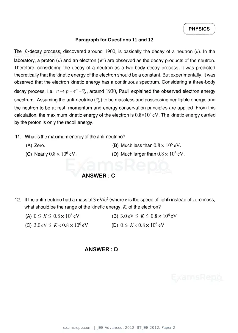 JEE Advanced 2012 question paper, IIT-JEE 2012, Paper 2, page 7 of 31
