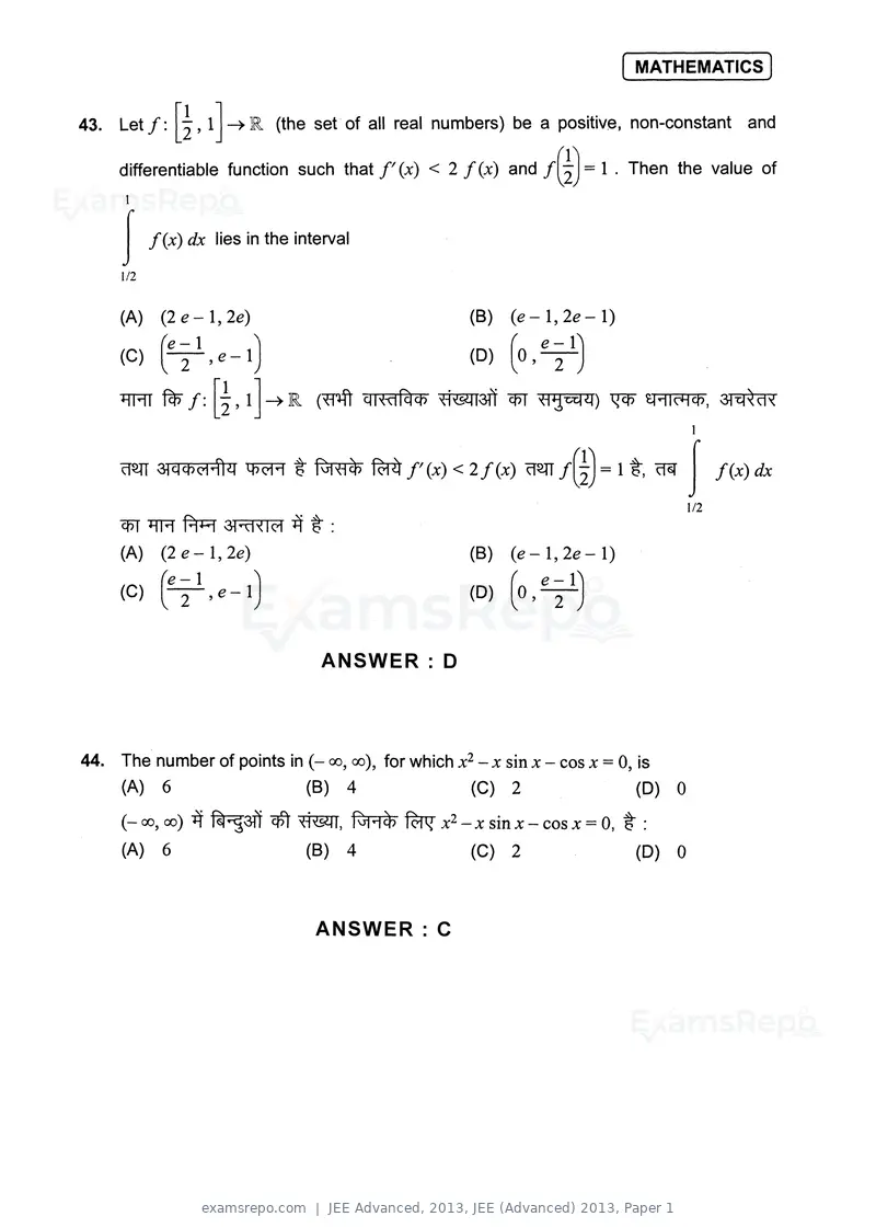 JEE Advanced 2013 question paper, JEE (Advanced) 2013, Paper 1, page 30 of 40