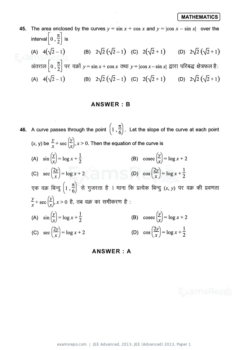 JEE Advanced 2013 question paper, JEE (Advanced) 2013, Paper 1, page 31 of 40