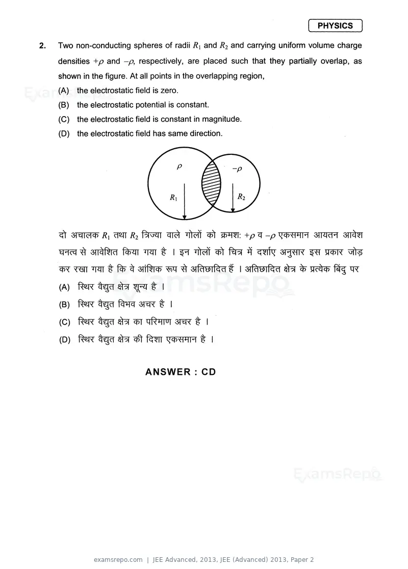 JEE Advanced 2013 question paper, JEE (Advanced) 2013, Paper 2, page 2 of 40