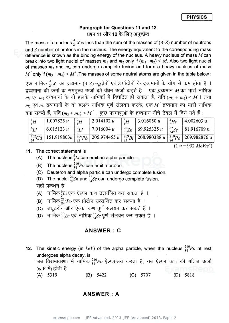 JEE Advanced 2013 question paper, JEE (Advanced) 2013, Paper 2, page 9 of 40