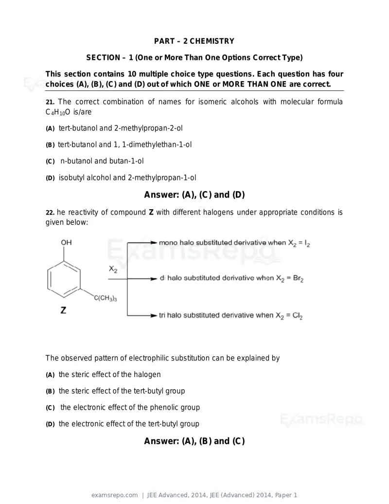 JEE Advanced 2014 question paper, JEE (Advanced) 2014, Paper 1, page 11 of 25