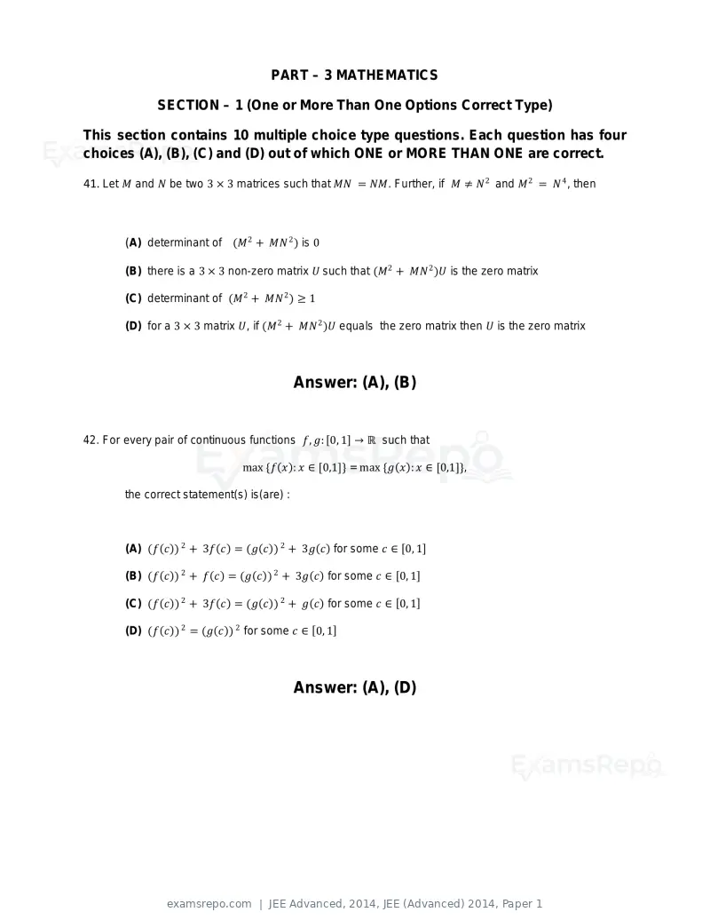 JEE Advanced 2014 question paper, JEE (Advanced) 2014, Paper 1, page 19 of 25