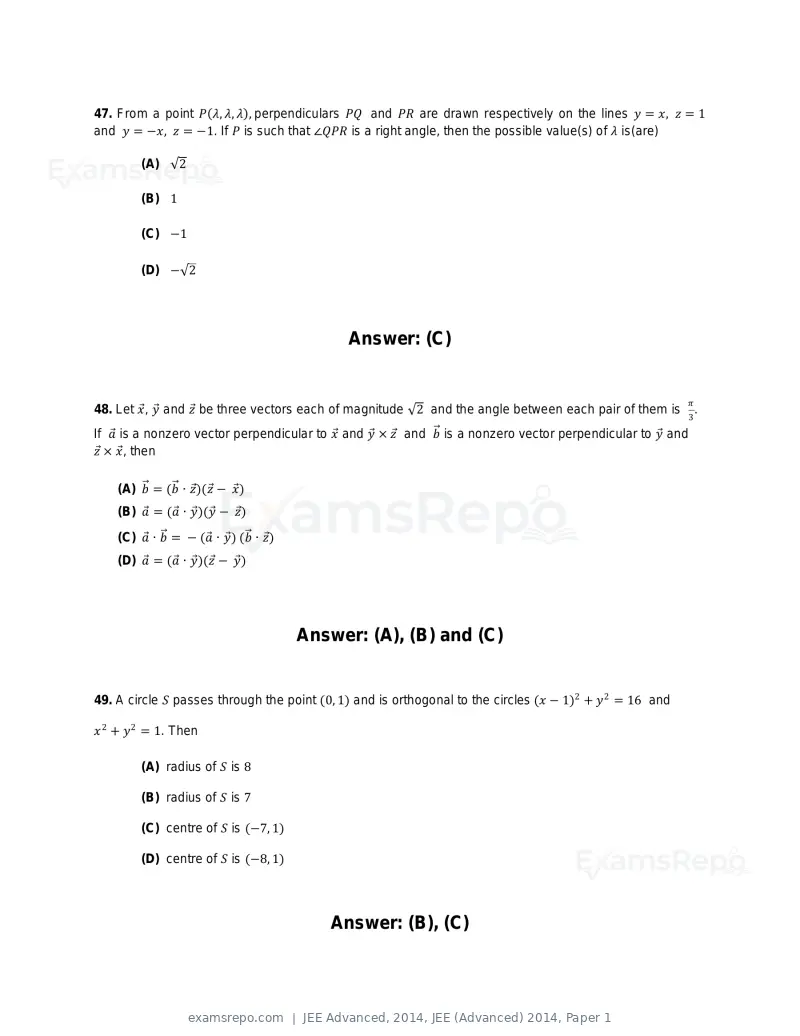 JEE Advanced 2014 question paper, JEE (Advanced) 2014, Paper 1, page 22 of 25