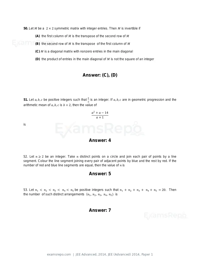 JEE Advanced 2014 question paper, JEE (Advanced) 2014, Paper 1, page 23 of 25