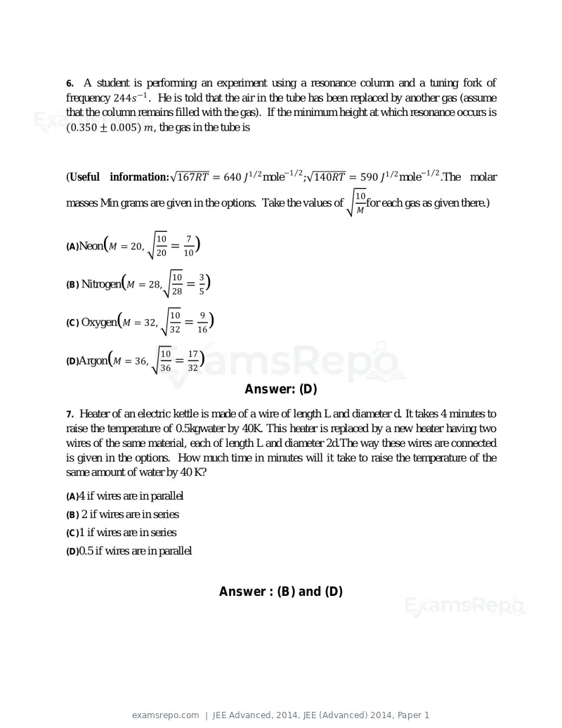 JEE Advanced 2014 question paper, JEE (Advanced) 2014, Paper 1, page 4 of 25