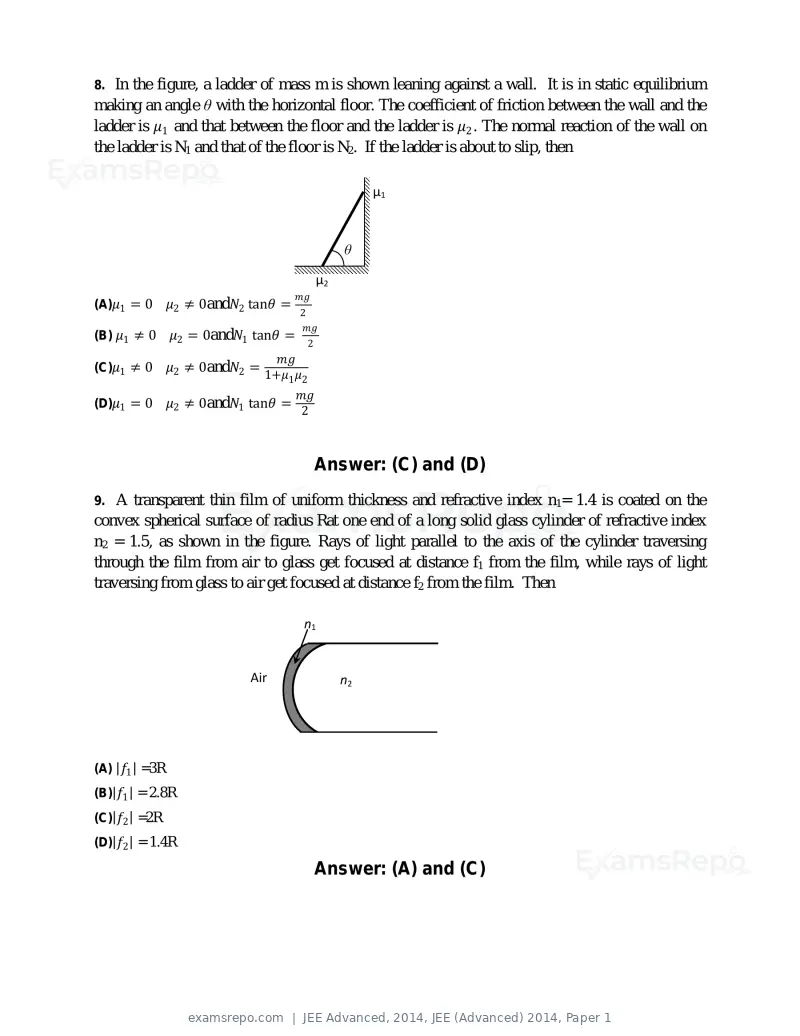 JEE Advanced 2014 question paper, JEE (Advanced) 2014, Paper 1, page 5 of 25