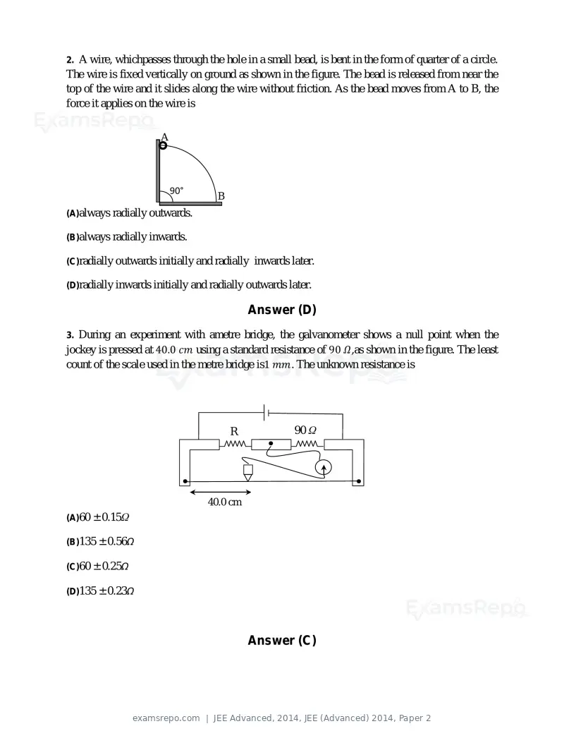 JEE Advanced 2014 question paper, JEE (Advanced) 2014, Paper 2, page 2 of 38