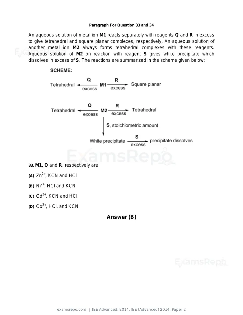 JEE Advanced 2014 question paper, JEE (Advanced) 2014, Paper 2, page 21 of 38