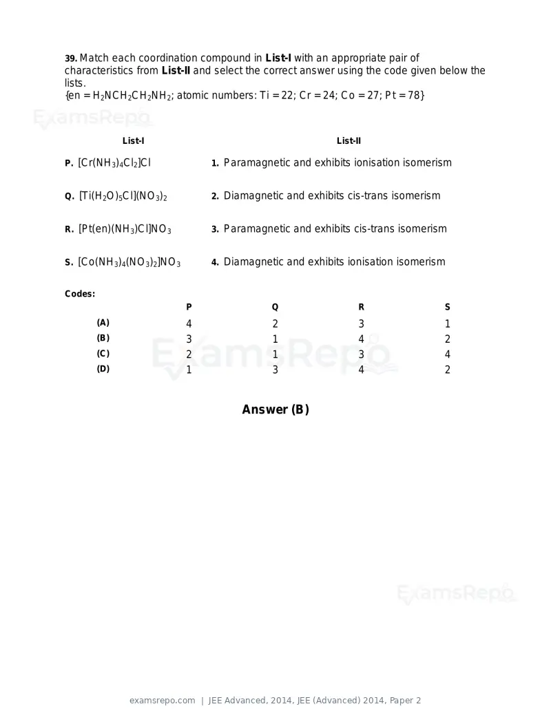 JEE Advanced 2014 question paper, JEE (Advanced) 2014, Paper 2, page 27 of 38