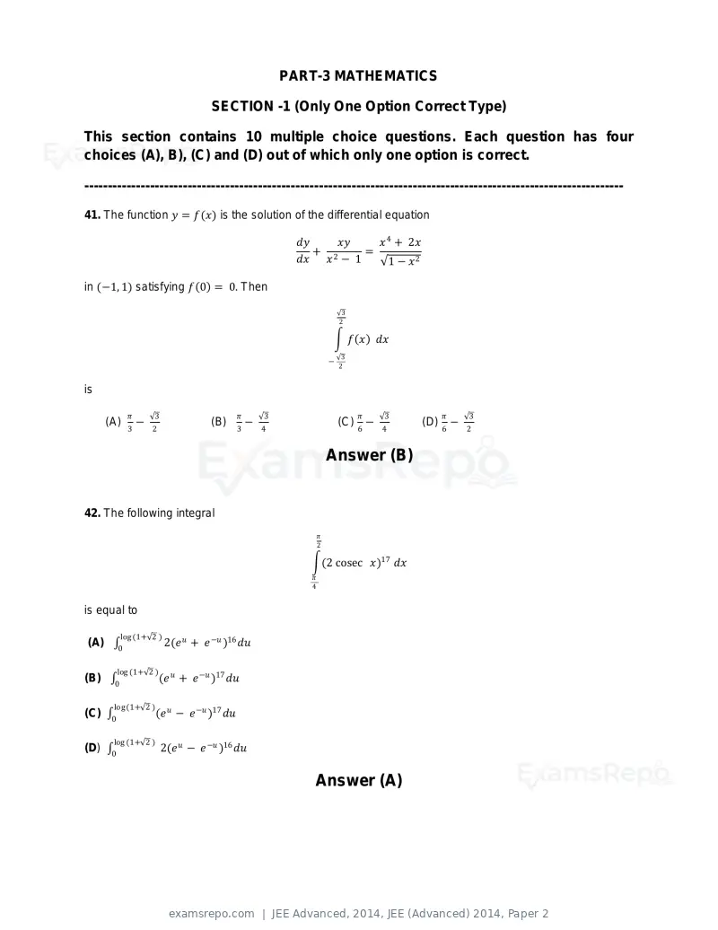 JEE Advanced 2014 question paper, JEE (Advanced) 2014, Paper 2, page 29 of 38