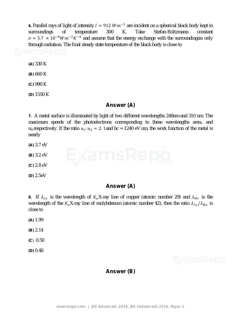 JEE Advanced 2014 question paper, JEE (Advanced) 2014, Paper 2, page 4 of 38